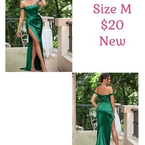 SHEIN Strapless Green Dress